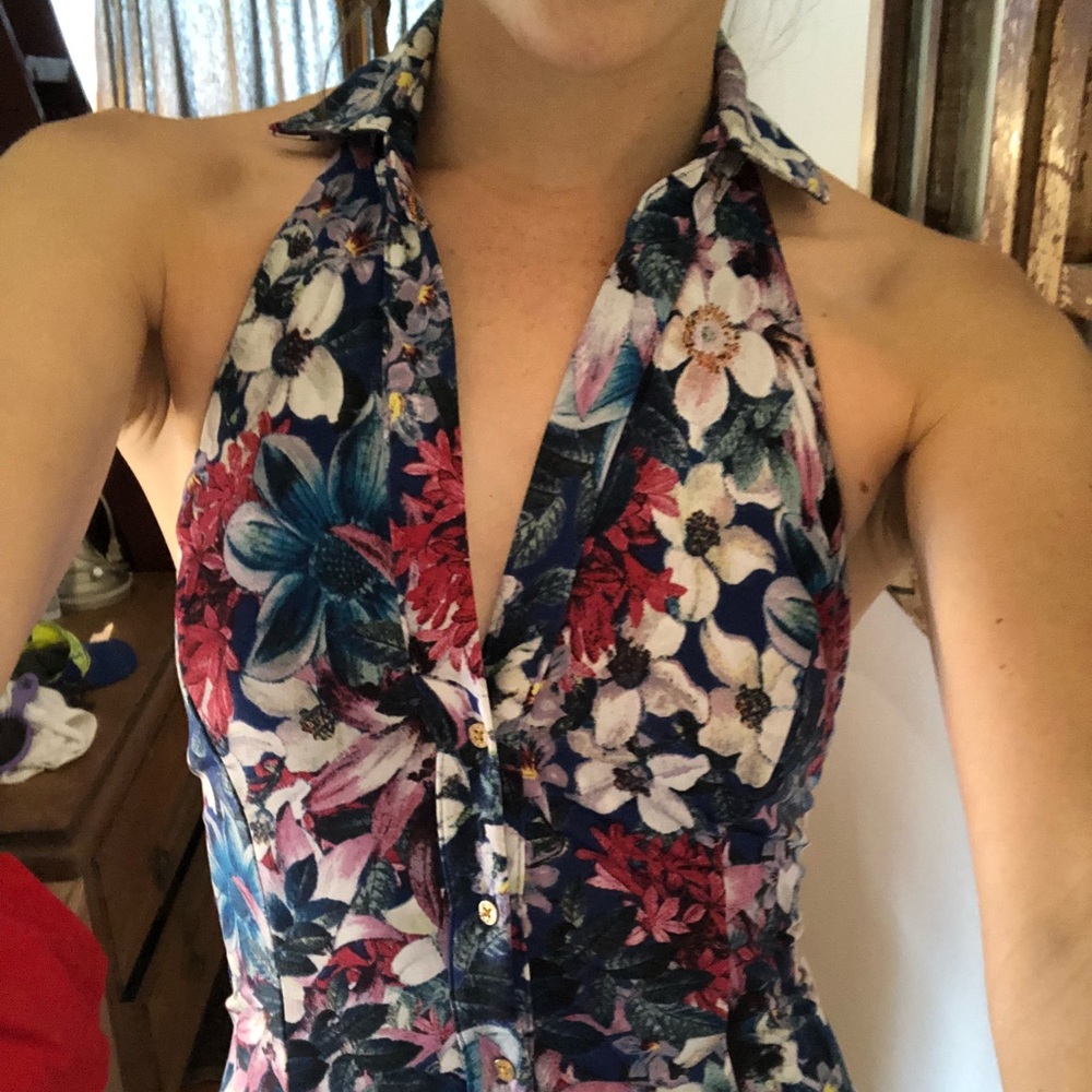 Guess floral halter dress XS